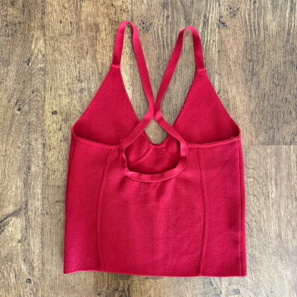 ZARA Knit Red V-Neck Bandage Fitted Thin Strap Tank Top - Size Medium - Y2K - Picture 4 of 6